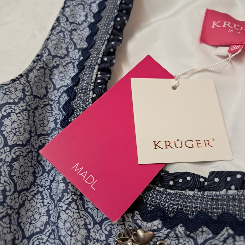 NWT Kruger Dirndl Dress Women's EU 36 Small Blue German Traditional Oktoberfest - Picture 4 of 16